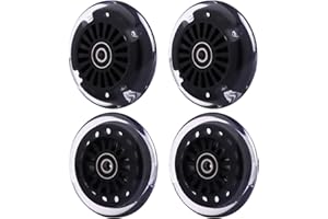 WHEELGOO Wiggle Car Polyurethane Replacement Wheels Set (Front,2P Light Up), Swing Car Wheels Pack (Rear,2P Narrower) Upgrade for Ride-on Toys (Black)