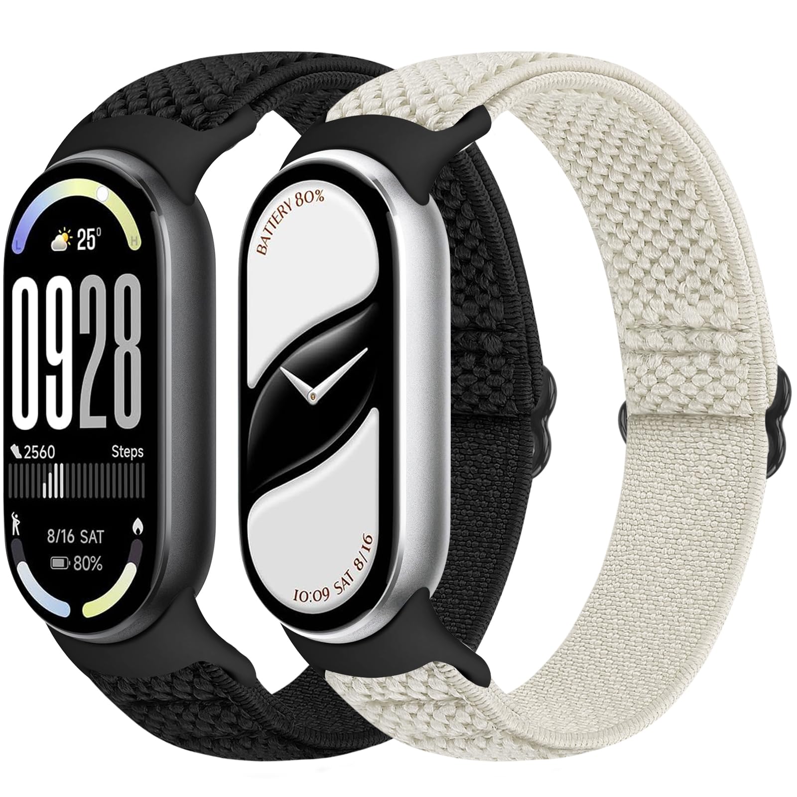 Runostrich Elastic Nylon Watch Strap Compatible with Xiaomi Smart Band 10/9/8 Sports Strap Soft Watch Band Adjustable Replacement Band for Women Men