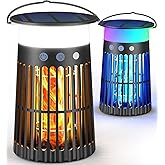 ZECHUAN 2 Pack Solar Bug Zapper Outdoor, Electric Mosquito Killer | Portable, Waterproof IPX5, Rechargeable Insect Trap with LED Light and Flame Effect, Ideal for Patio, Backyard, and Camping
