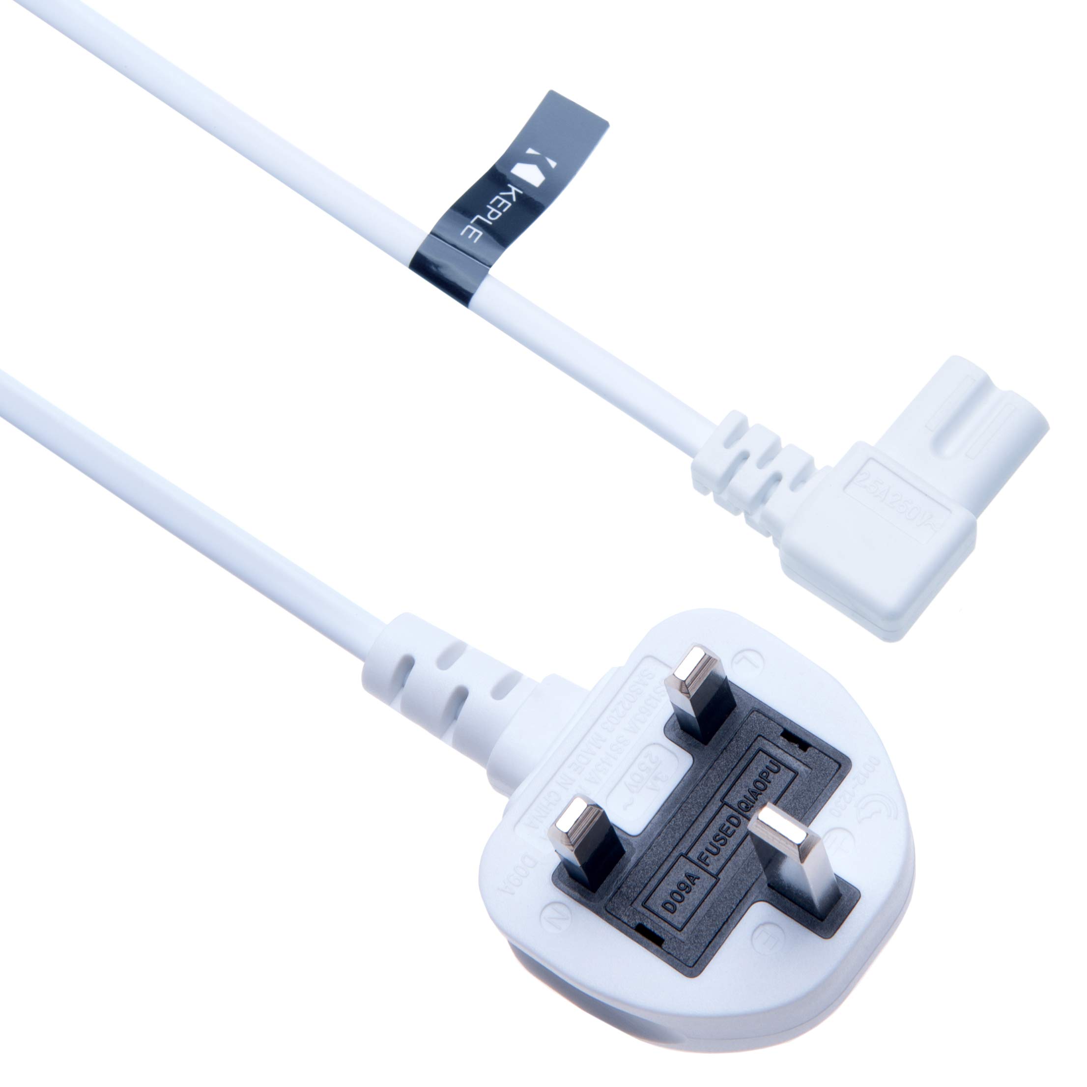 2 Pin Mains Power Lead Fig Figure 8 Right Angle Flat Cable Compatible with XBox Sky Box Playstation 1 2 3 4 5 Charger Wall Cord to Figure 8 Angled 90 Degree UK 3m (White)