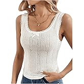 MakeMeChic Women's Lace Trim Scoop Neck Wide Strap Tank Top Sleeveless Fitted Cami Tops