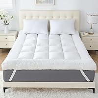 WhatsBedding 5 Inch Memory Foam Mattress Topper Queen for Pressure Relief, Comfort Supportive Pillow Top Mattress Topper, Flu