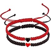 Fuqimanman2020 1 Pair Love Heart Beaded Matching Bracelets Colorful Rope Adjustable for Him and Her Couples Matching Friendship Long Distance Promise BFF Jewelry
