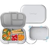 Bentgo Chill Kids Leak-Proof Lunch Box - 4-Compartment Bento Box with Built-In Ice Pack, 3.3 Cup Capacity, PFAS & BPA-Free, Microwave & Dishwasher Safe, Ideal Size for Ages 3 to 7 (Gray)