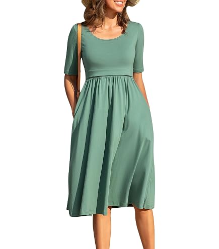 QINYI Women's Nursing Dresses Breastfeeding Cotton Mini Breastfeeding Dress with Pockets (US, Alpha, X-Small, Regular, Regular, Forest Wildflower) at Amazon Women's Clothing store