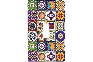 TGUBJGV Mexican Talavera Tile Print Light Switch Cover 1-Gang,Decorative Single Toggle Wall Plate Switch Wallplate Cover Faceplate,4.50" X 2.76"Inch
