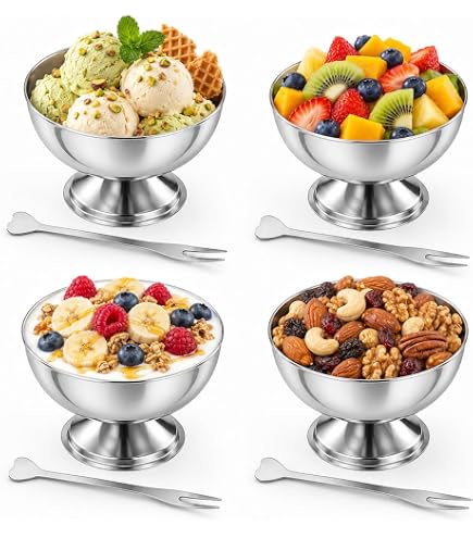 Choice 5 Oz Stainless Steel Footed Dessert Bowl – Bevel Lip, Modern, Dishwasher Safe, Set Of 1-827212