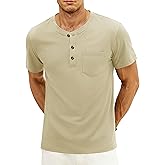 Cotrasen Men's Henley Short Sleeve Shirts Cotton 3 Button T-Shirts Casual Lightweight Basic Tee Fashion Summer Tops