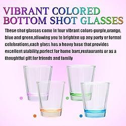 Encheng Colorful Shot Glasses Set of 6,Round 1.6oz
