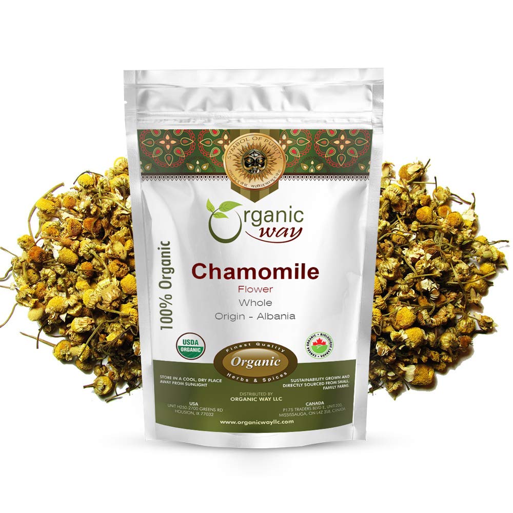 Chamomile Flower Whole (Matricaria chamomilla) - Herbal Tea | European Wild-Harvest | Kosher & USDA Certified | Vegan, Non-GMO & Gluten Free | 100% Raw from Albania (1LBS / 16Oz.)