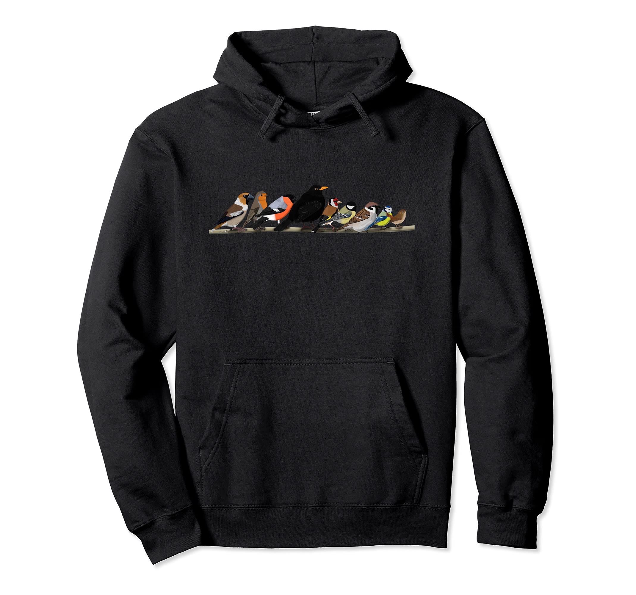 Garden Birds Cuddle on a Branch Bullfinch Wren Birdlover Pullover Hoodie