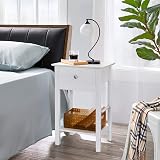 Yaheetech White Bedside Tables Set of 2 with Drawer Open Shelf 40x30x61 cm view 3