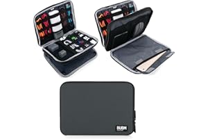 BUBM Double Layer Travel Gear Organizer/Electronics Accessories Bag/Phone Charger Case (Large, Gray)
