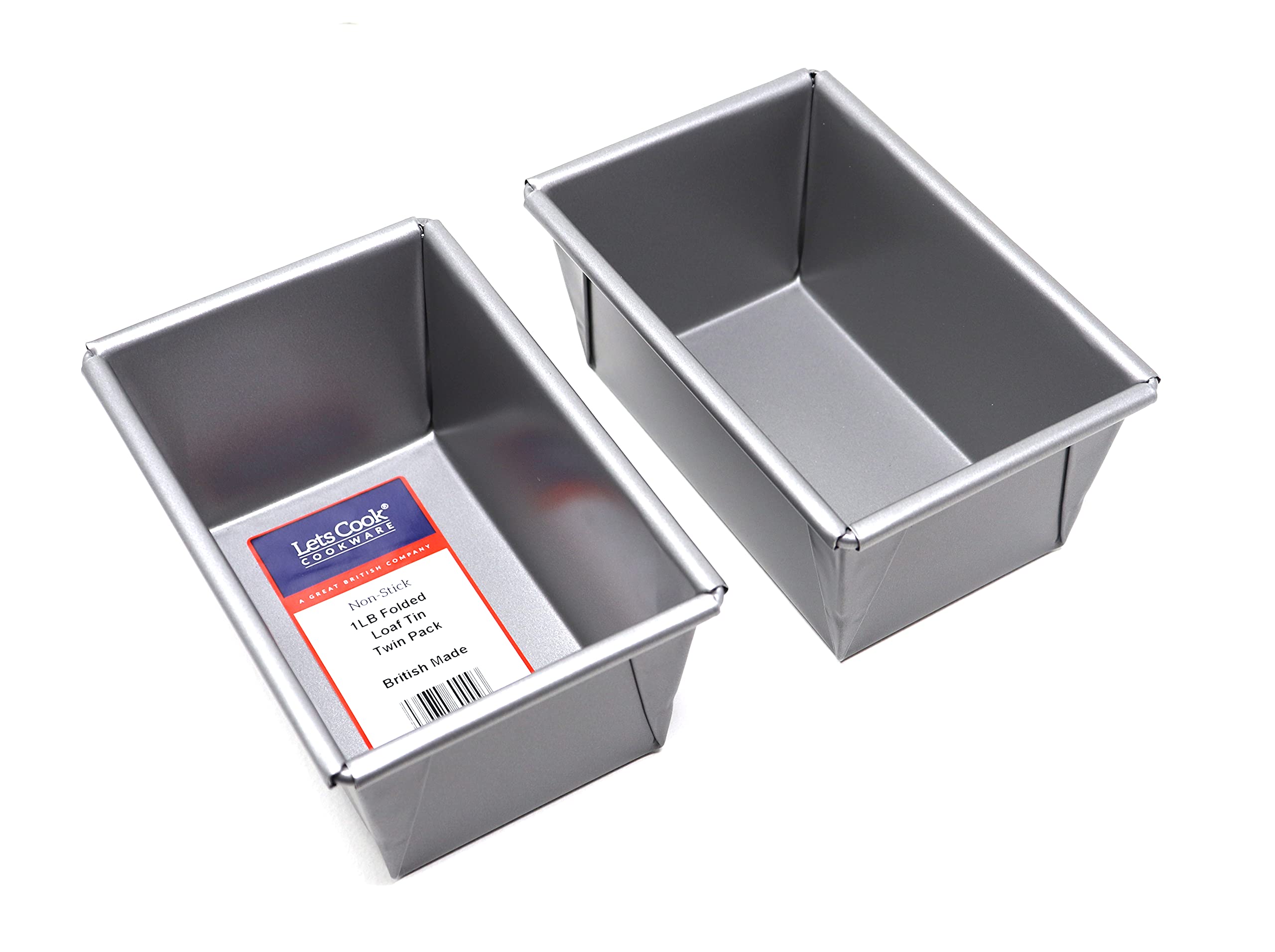 Lets Cook Cookware - 1LB Traditional Farmhouse Loaf Tins, Box Style, Non Stick, British Made
