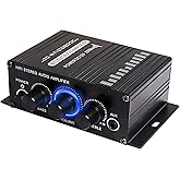 XMSJSIY 12V HiFi Stereo Audio Amplifier for Car 2 Channel HiFi Bass Audio Subwoofer Amp for Cars CD DVD MP3 Player Speakers…