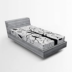 Ambesonne Black and White Fitted Sheet, Tree with
