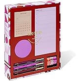 Noted by Post-it Printed Notes Gift Box, 5 Piece Set, Warm Colors, Includes Round Sticky Notes, Habit Tracker Sticky Notes, Weekly Sticky Notes, 3-Pack Pens, 3-Pack Washi Tape (NTD-Box-LRD)