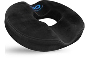 Everlasting Comfort Donut Pillow for Tailbone Pain Relief Ergonomic Seat Cushion - Hemorrhoid Pillow for Sitting- Ideal Memory Foam Coccyx Chair Cushion for Postpartum Pregnancy, Anti-Slip, Washable