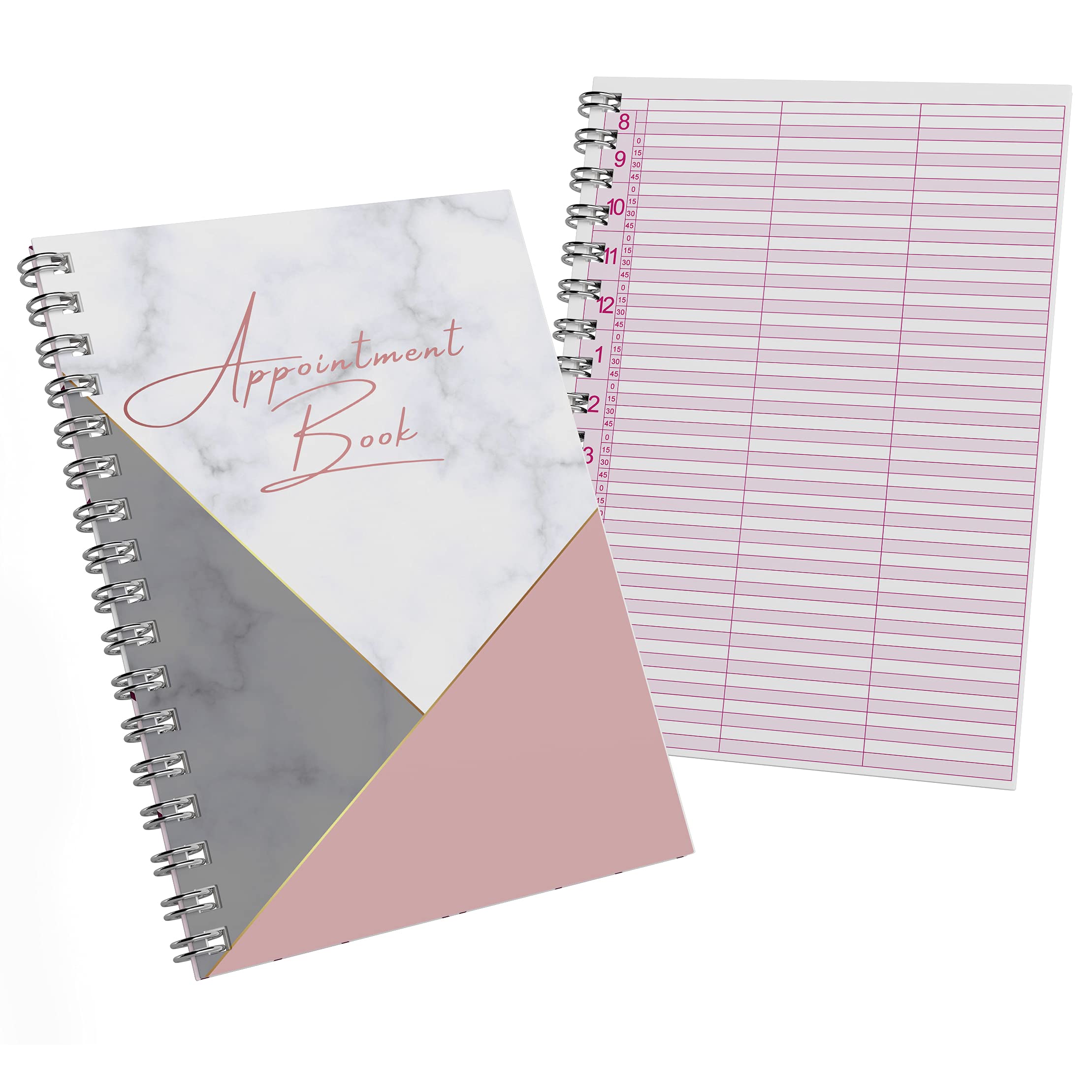 Beauty Stationery Appointment Book - Daily and Weekly Planner with Hard Cover and 52 Undated Pages - Hairdressing and Salon Client Record Organisation Essentials - Spiral Wire - 21x14.8 cm (A5)