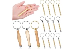 XunYee 12 Pcs WoodTurning Keychain Kit Woodturning Project Kit Wood Turning accessories Mandrel Woodturning keychain for Carpentry woodworker gift(Silver, Black, Gold)