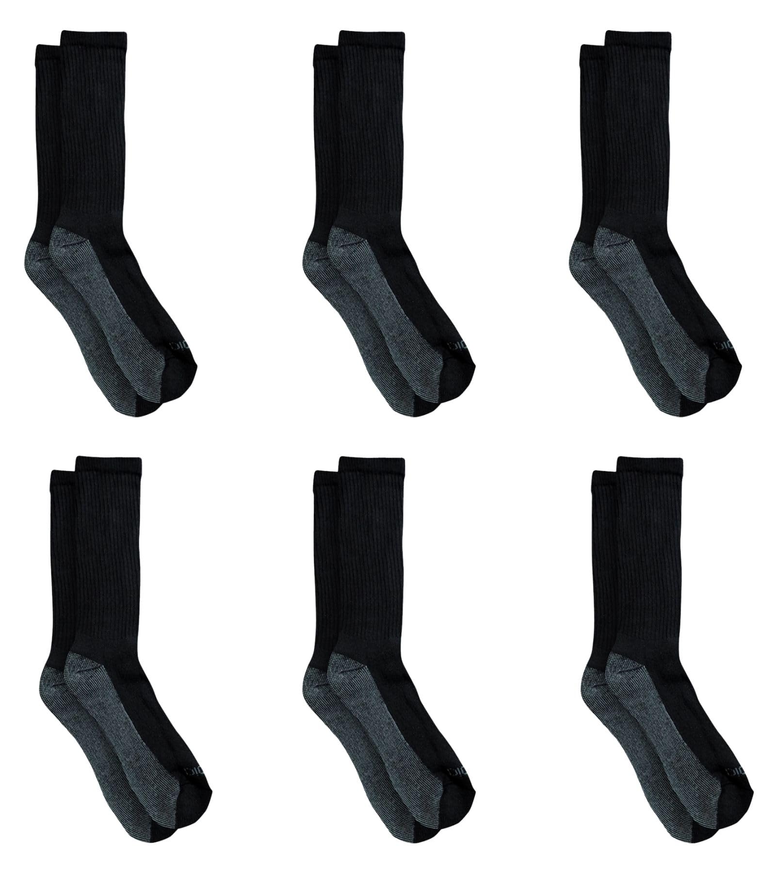 Dickies Men's Dri-Tech Original Moisture Control Crew Socks, Available in M-XXL (6, 12, 18 Pairs)