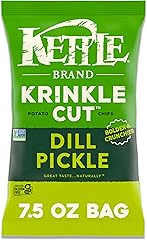 Kettle Brand Potato Chips, Krinkle Cut, Dill Pickle Kettle Chips, 7.5 Oz
