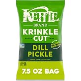 Kettle Brand Potato Chips, Krinkle Cut, Dill Pickle Kettle Chips, 7.5 Oz
