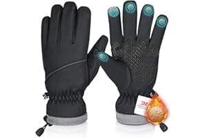 Rsebly Winter Gloves Waterproof Windproof for Mens Women, Thermal Warm for Cold Weather, Grip Snow for Touch Screen Skiing Cycling Running Driving Snowboarding Fishing Outdoor