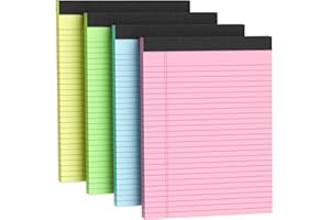 VISHOITTY Colored Legal Note Pads 8.5 x 11, 4 Pack Pink Legal Pad 8-1/2 x 11 Writing Paper Tablets, Wide Ruled Colored Notebook Paper, Perforated Letter Size Legal Pads 8.5 x 11, Premium Paper, 30 Sheets/ Pad