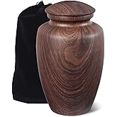 LINES ARTE Urn for Ashes Adult Male Female,Large Aluminum Wood Grain Cremation Urn for Ashes for Men Women,Memorial Decorative Urns for Man/Dad/Father/Brother/Grandpa(Up to 200 IBS)