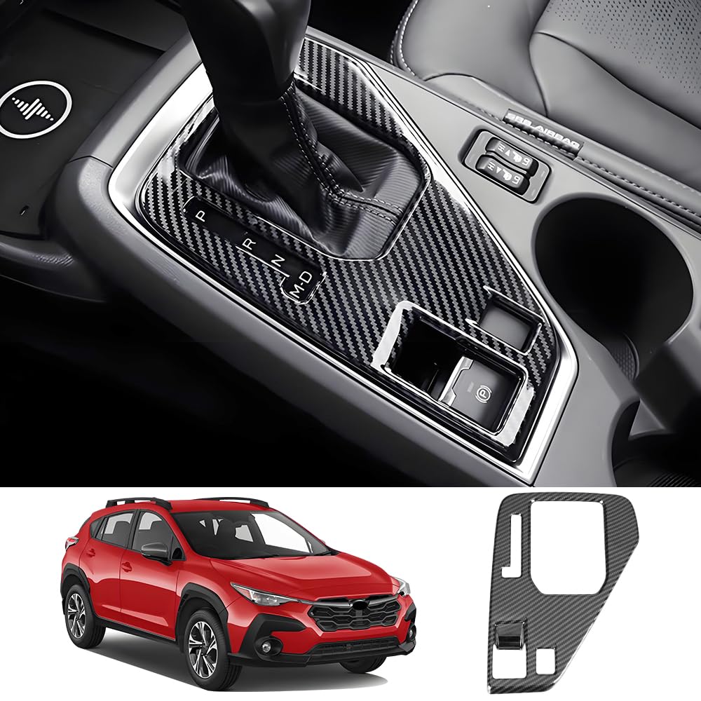 Photo 1 of LUNQIN Car Central Control Gear Shift Panel Trim Cover for Subaru Crosstrek 2024 2025 2026 Auto Interior Decorations Accessories Center Console Protection Frame Chrome Carbon Fiber Style kit