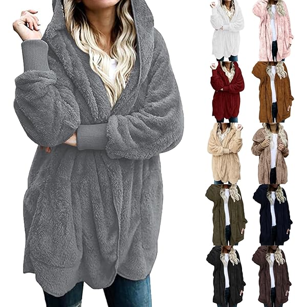 Sherpa Fleece Jacket Women Soft Fluffy Chunky Cardigan Sweaters