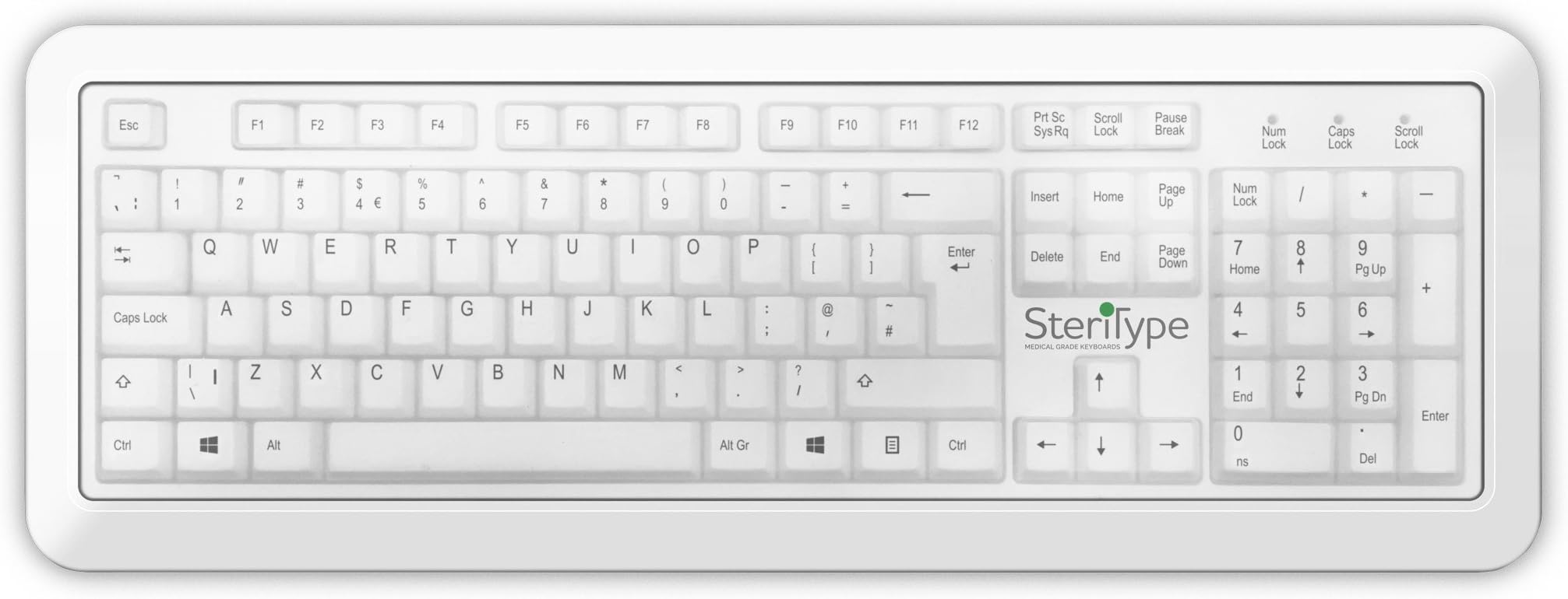 SteriType Antimicrobial Washable Keyboard - Wipe Clean Silicone Cover for Medical, Dental, Office and Home