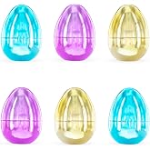 BestPysanky Set of 6 Large Fillable Metallic Plastic Easter Eggs 4 Inches