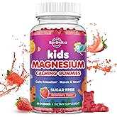 ReviNutra Magnesium Gummies for Kids - Magnesium Glycinate Gummies with L-Theanine, Chamomile, Vitamin B6, D for Kids & Adults Sleep, Stress, Muscle Relief & Nerve Bone - Sugar Free Strawberry 60ct