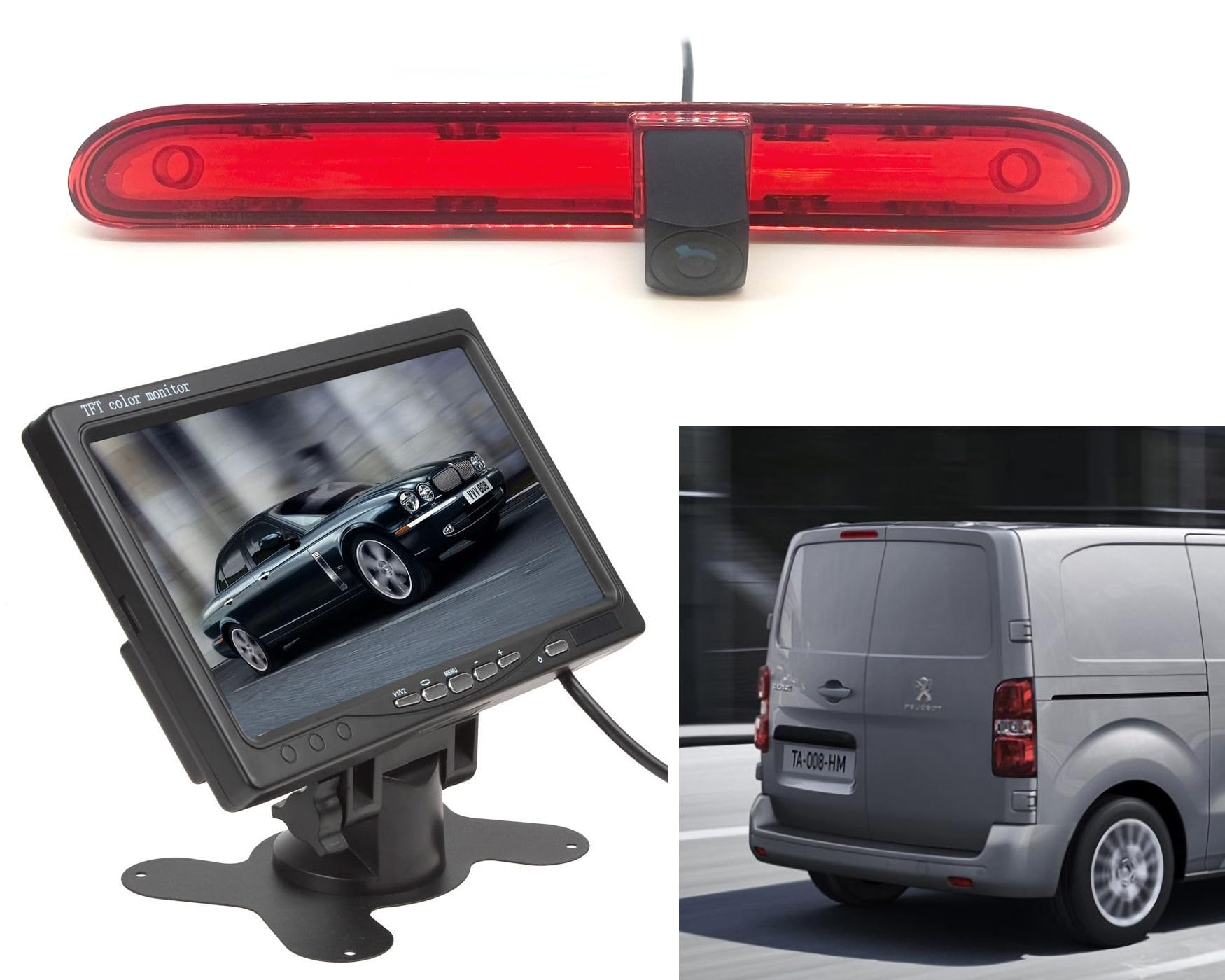 Dolphin Automotive High Level Brake Light Reversing Camera For Peugeot Expert & Citroen Dispatch 2016 Onwards (Camera With 7" Dash Monitor)