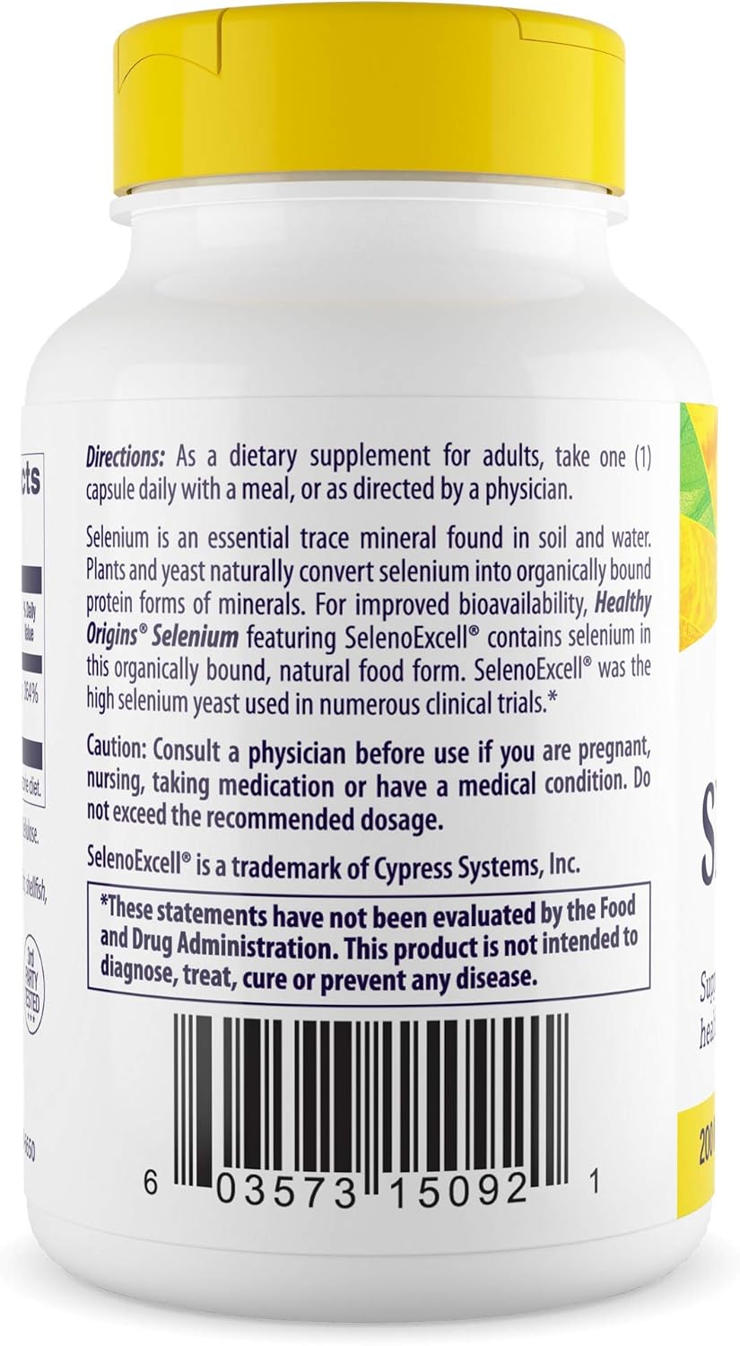 Healthy Origins Selenium Seleno Excel No Fillers 200 MCG, 180 Count, White: Health & Personal Care