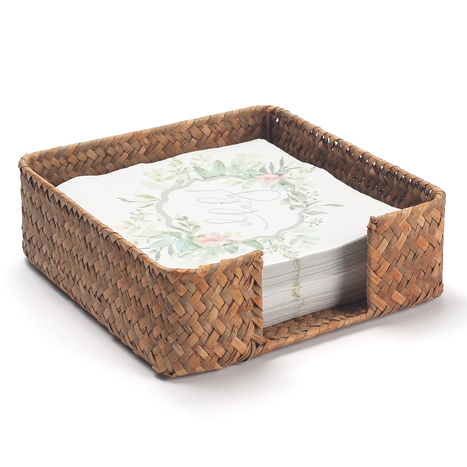 Photo 1 of Seagrass Napkin Holder Square Woven Flat Napkin Basket Tray for Tables 7.5" x 7.5" x 2.5"