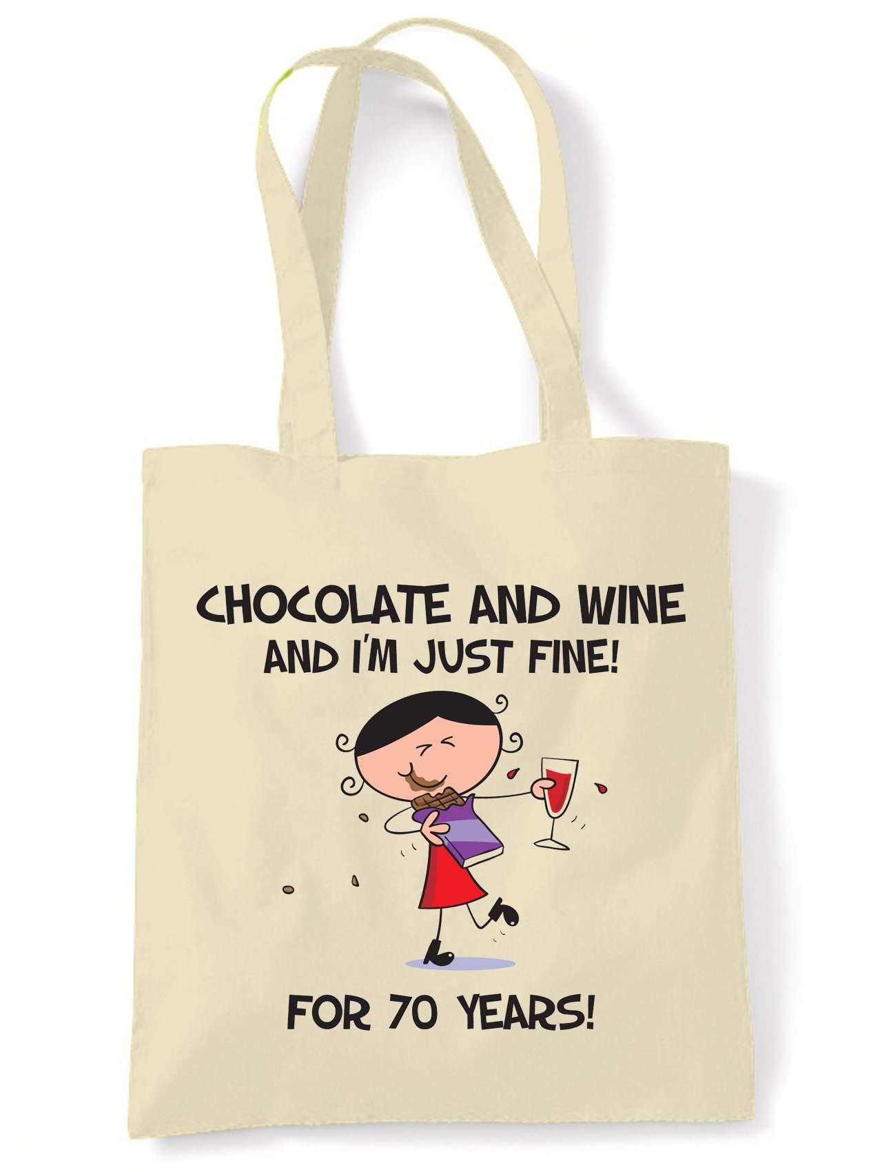 Tribal T-Shirts Chocolate & Wine and I'm Just Fine For 70 Years 70th Birthday Present Tote - Shoulder Bag