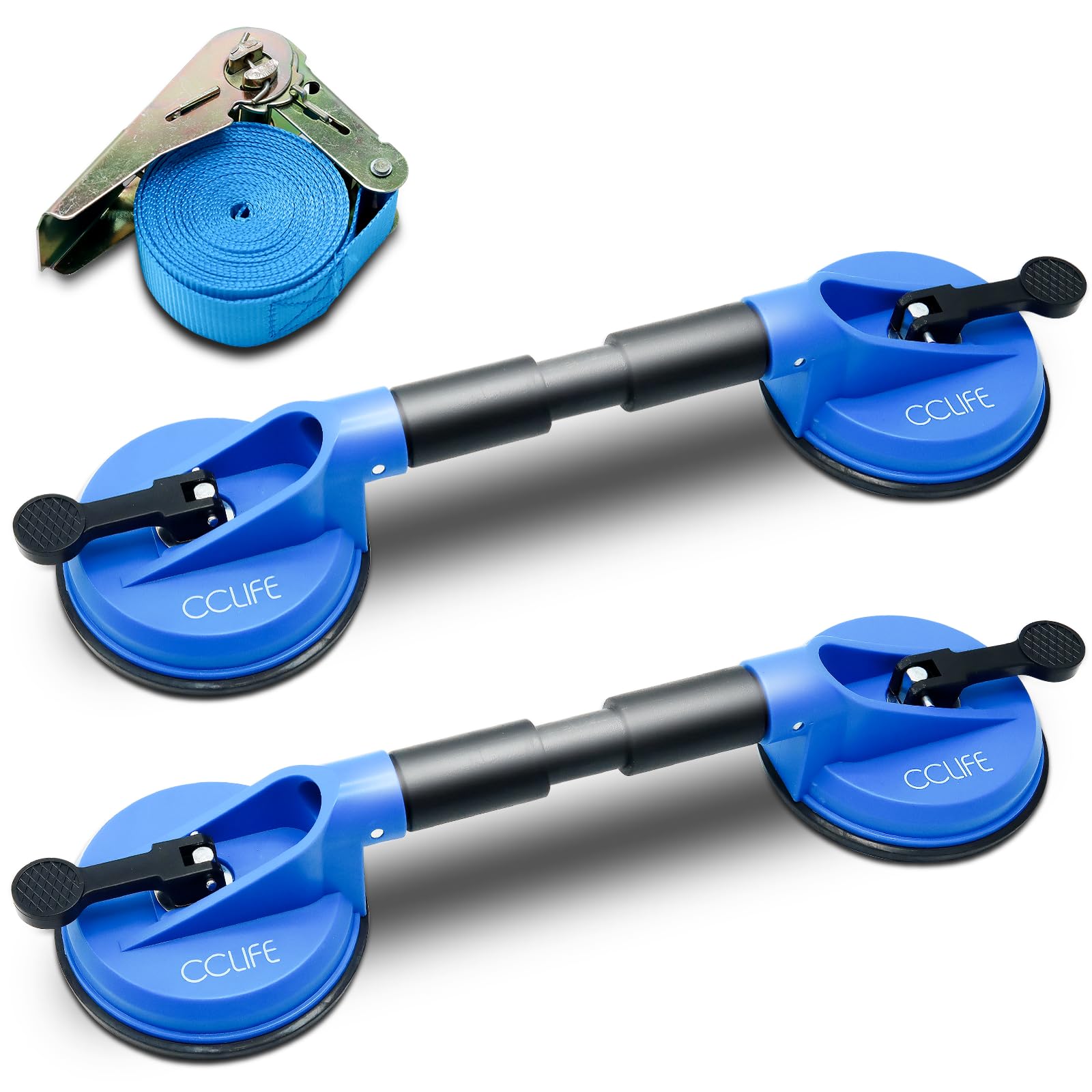CCLIFE 2 pcs Double Sided Suction Cups Suction Lifter with Strap Ø120 mm for Windscreen Removal Tool