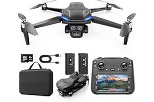 ScharkSpark 4K GPS Drone with Camera for Adults with 4.5” HD Screen Controller, Brushless Motor, Includes SD Card, 60-Min Flight Time, Auto Return, Follow Me, Under 249g, Beginner-Friendly, Great Gift