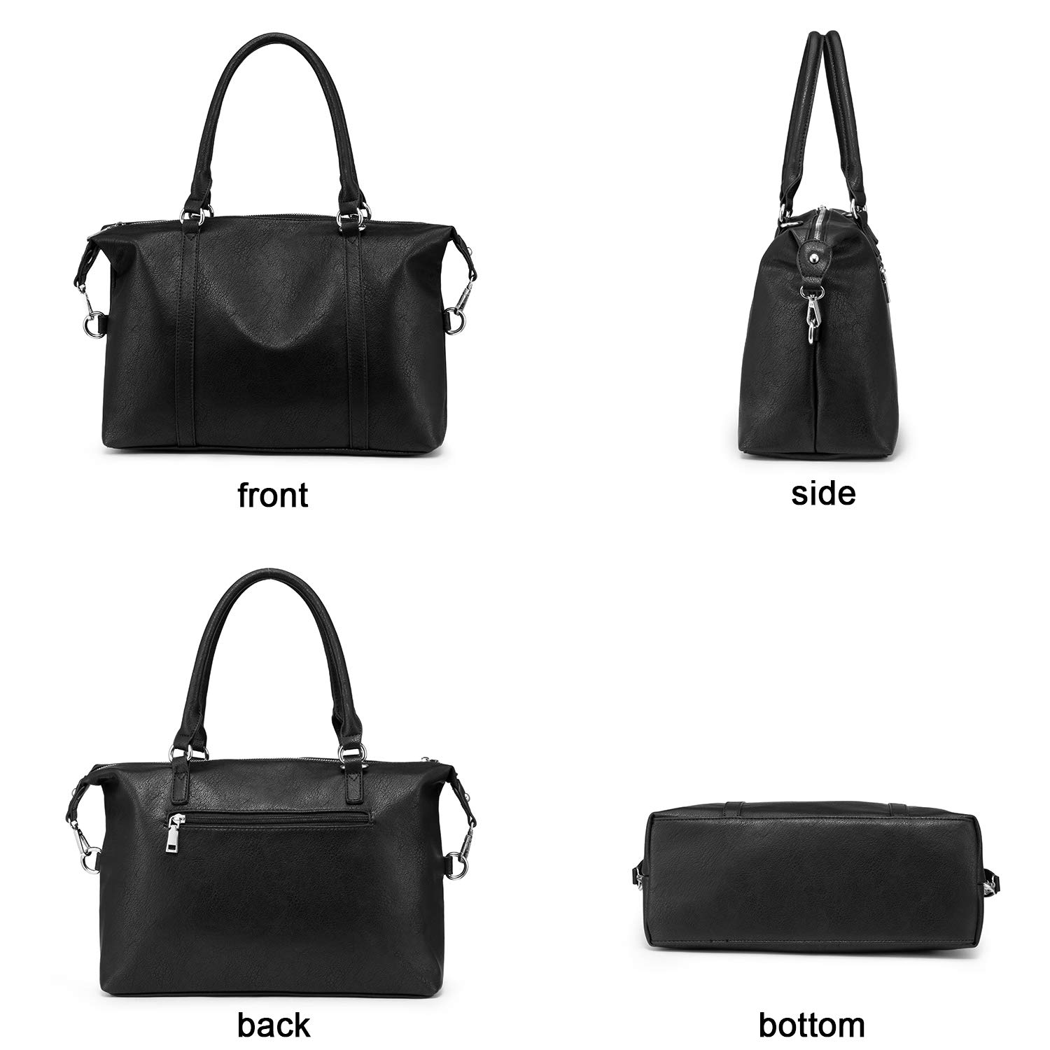 LOVEVOOK Damen Handtasche Schwarz Lederimitat Tasche Damen Umhängetasche Damen Boston Taschen Groß Damen Hobo Taschen für Einkaufen Reisen Täglicher Gebrauch - Schwarz