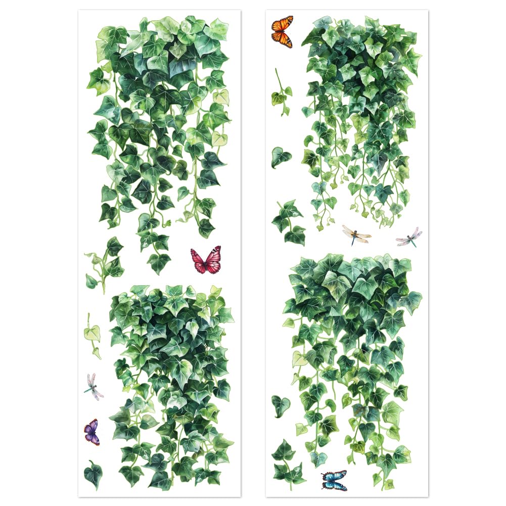 Peacoblue Reusable Window Static Clings Stickers Decal 30cm×90cm, 2 Sheets with 19PCS Vines Patterns Removable Double Sided Window Sticker Cling Home Office Decor for Glass Windows Mirror