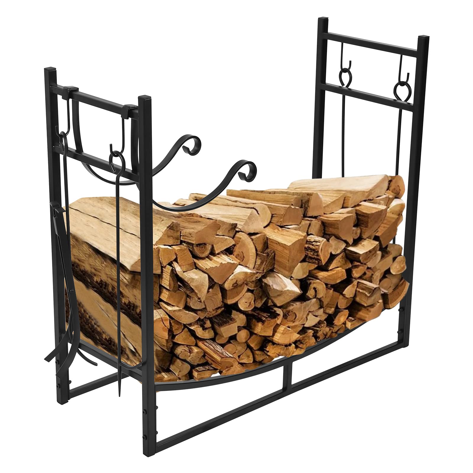 Buy Firewood Rack Outdoor 2.8FT16.5LBS, Rack Firewood Holder Steel Tubular Easy Assemble