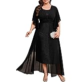 TIARALY Plus Size Formal Dress Sequin Elegant Chiffon Handkerchief Sleeve Evening Gown Wedding Guest Cocktail Dresses