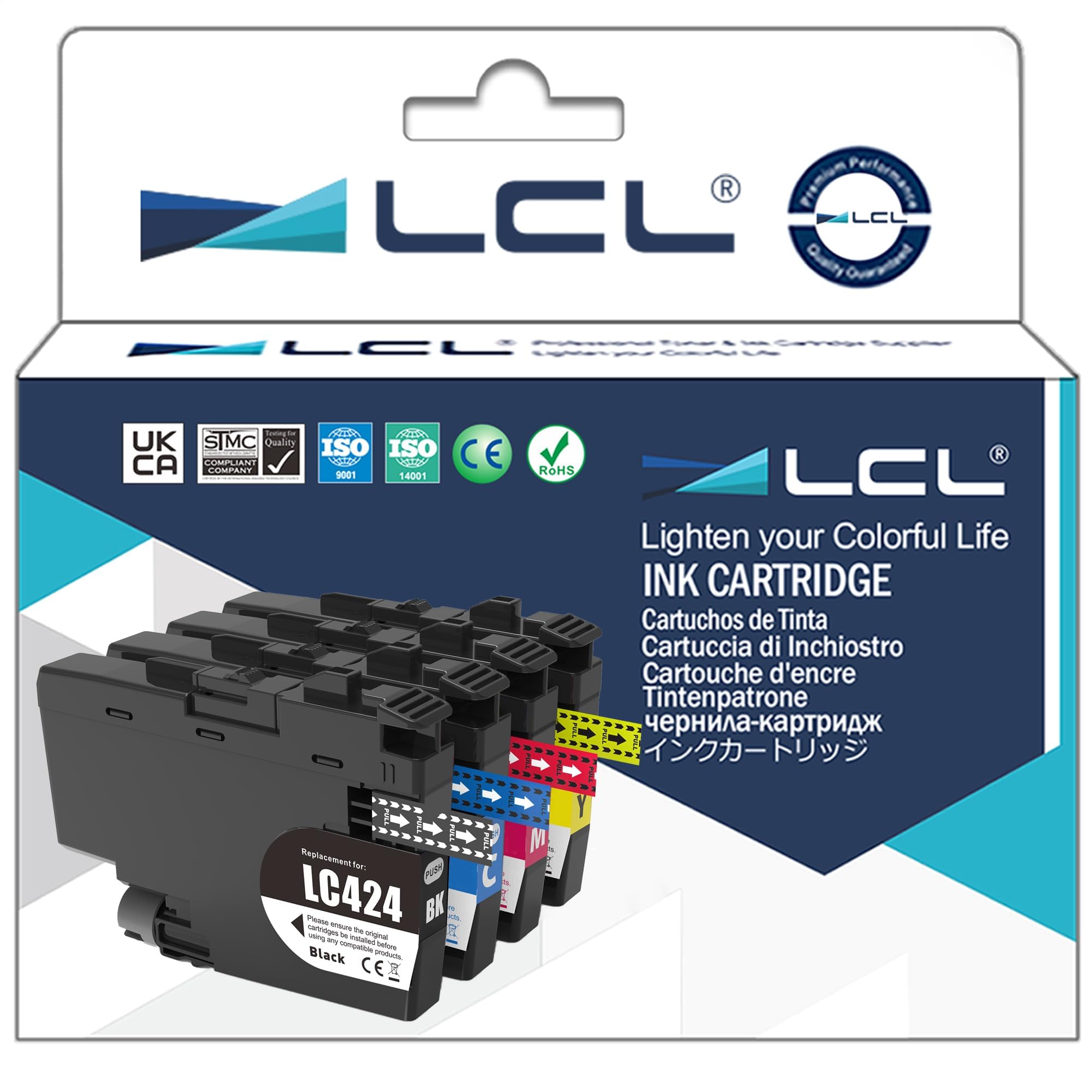 LCL LC424 Ink Cartridges Value Pack Compatible with Brother LC-424 LC-424VAL Multipack for DCP-J1200W DCP-J1200WE (1 Black, 1 Cyan, 1 Magenta, 1 Yellow, 4 Pack)