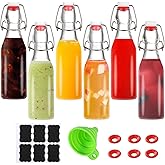 VSWINGBO 6 pack 8oz flip top glass bottles,swing top glass bottles 8 oz with lid for Home Brewing,2nd Fermentation,Kombucha,Kefir,Vanilla Extract,Juice,Tea,Beverages,Soda,Oils,Vinegar,Limoncello