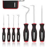Arrow 7-Piece Hook and Pick Set, Long &amp; Mini Precision Pick Tool Set | With Storage Bag, For Automotive Mechanic, O-Ring Removal Tool, Oil Seal, Gasket Puller, Hose Puller Picks
