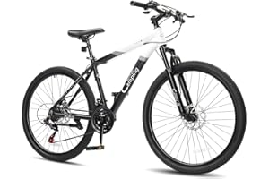 CamPingSurvivals 26/27.5" Mountain Bike 21 Speed Men's Mountain Bike with Lightweight Aluminum Frame, Powerful Dual Disc Brake, Precision 21 Speed Shifting, Men's Bicycle for Commuter & Travel