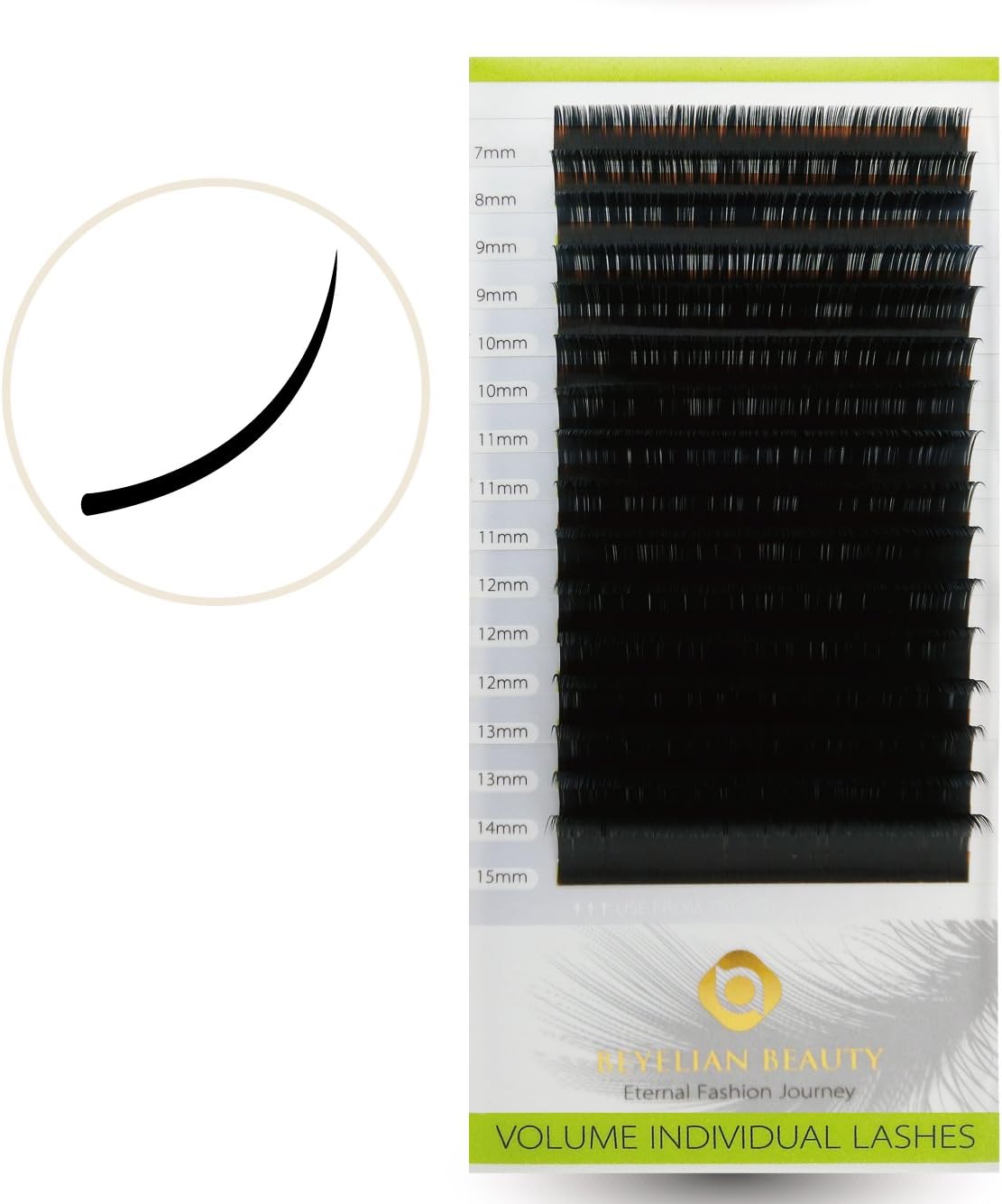 BEYELIAN XD Volume Individual Eyelash Extensions Natural Black Texture Lashes Extension Non-sticky Eyelash Supply 0.07 B Curl 7-15mm Mix Tray